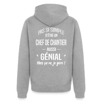 Chef de chantier - Veste à capuche bio Premium Unisexe - gris chiné - Dos - Nico (187cm)