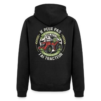 Je Peux Pas J ai Tracteur Humour Agriculteur Ferme - Veste à capuche bio Premium Unisexe - noir - Dos - Nico (187cm)