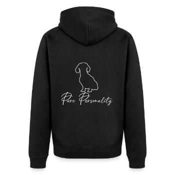 Teckel personnalité pure - J’aime le teckel - Veste à capuche bio Premium Unisexe - noir - Dos - Nico (187cm)