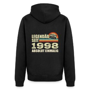 Legendary since 1998 - absolutely unique - Unisex Premium Organic Zip Hoodie - black - Back - Nico (187cm)