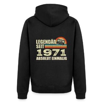 Légendaire depuis 1971 - absolument unique - Veste à capuche bio Premium Unisexe - noir - Dos - Nico (187cm)