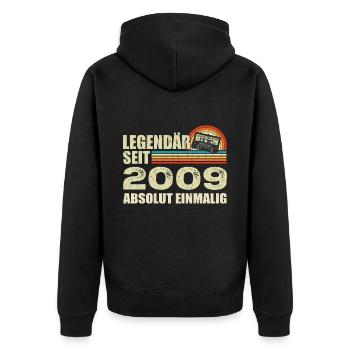 Légendaire depuis 2009 - absolument unique - Veste à capuche bio Premium Unisexe - noir - Dos - Nico (187cm)