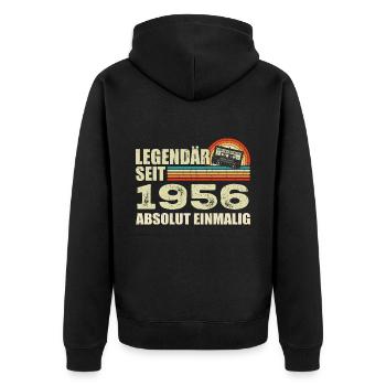 Legendary since 1956 - absolutely unique - Unisex Premium Organic Zip Hoodie - black - Back - Nico (187cm)