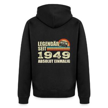 Legendary since 1949 - absolutely unique - Unisex Premium Organic Zip Hoodie - black - Back - Nico (187cm)