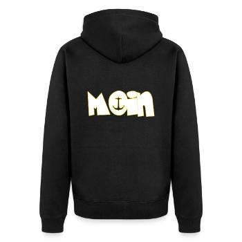 Moin - Unisex Premium Bio Zip Hoodie - Schwarz - Hinten - Nico (187cm)