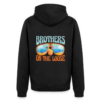 Brothers On The Loose Sibling Journey - Unisex Premium Organic Zip Hoodie - black - Back - Nico (187cm)