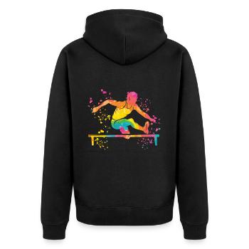Hurdle Run Obstacle Course Kids Hurdle Run - Unisex Premium Organic Zip Hoodie - black - Back - Nico (187cm)