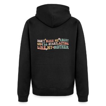 Ich werde nicht als eine Frau in Erinnerung bleiben, die ihren Mund hielt - Unisex Premium Bio Zip Hoodie - Schwarz - Hinten - Nico (187cm)