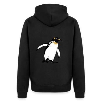 Pinguin - Unisex Premium Bio Zip Hoodie - Schwarz - Hinten - Nico (187cm)