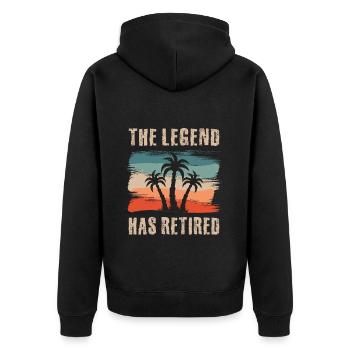 The legend has retired, Retirement, Retiree - Unisex Premium Organic Zip Hoodie - black - Back - Nico (187cm)