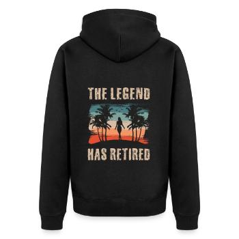 The legend has retired, Retirement, Retiree - Unisex Premium Organic Zip Hoodie - black - Back - Nico (187cm)