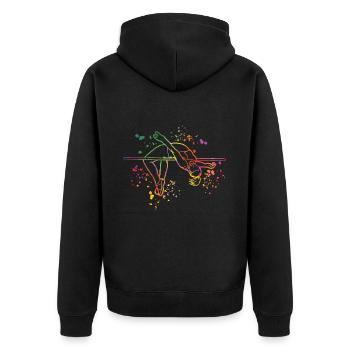 Saut en hauteur Aquarelle Saut en hauteur - Veste à capuche bio Premium Unisexe - noir - Dos - Nico (187cm)