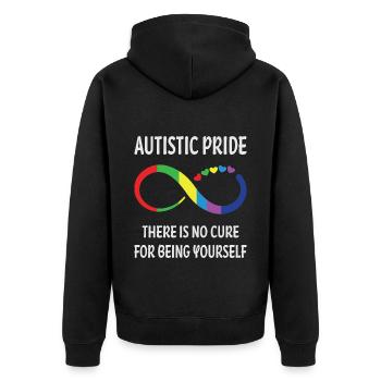 Autismus Autistisch - Unisex Premium Bio Zip Hoodie - Schwarz - Hinten - Nico (187cm)