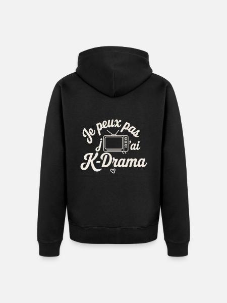 Ich kann kein K-Drama - Unisex Premium Bio Zip Hoodie - Schwarz
