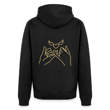 flying Heart - Unisex Premium Bio Zip Hoodie - Schwarz - Hinten - Nico (187cm)