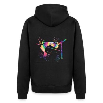 Saut en hauteur Aquarelle Saut en hauteur - Veste à capuche bio Premium Unisexe - noir - Dos - Nico (187cm)
