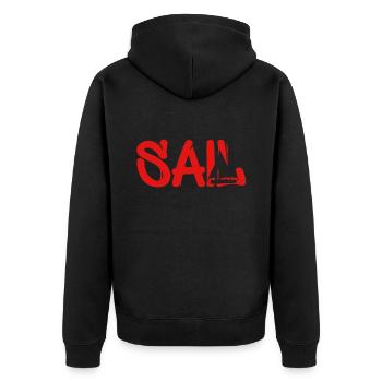 sail rot - Unisex Premium Bio Zip Hoodie - Schwarz - Hinten - Nico (187cm)