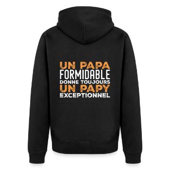 Toller Papa gibt Opa immer Außergewöhnliches - Unisex Premium Bio Zip Hoodie - Schwarz - Hinten - Nico (187cm)