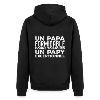 Toller Papa gibt Opa immer Außergewöhnliches - Unisex Premium Bio Zip Hoodie - Schwarz - Hinten - Nico (187cm)