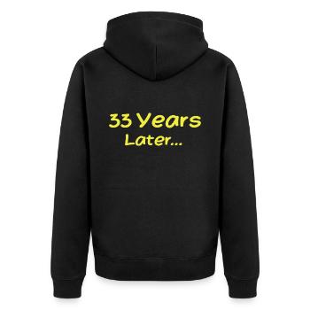 33 Jahre später Lustige Geburtstagsgeschenke, 33. Geburtstag - Unisex Premium Bio Zip Hoodie - Schwarz - Hinten - Nico (187cm)