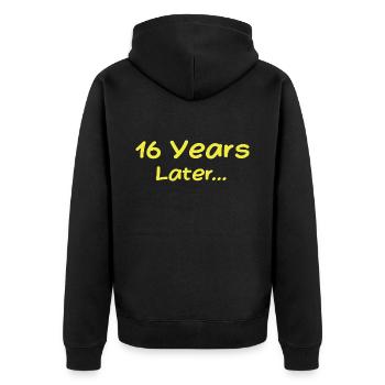 16 Jahre später Lustige Geburtstagsgeschenke, 16. Geburtstag - Unisex Premium Bio Zip Hoodie - Schwarz - Hinten - Nico (187cm)