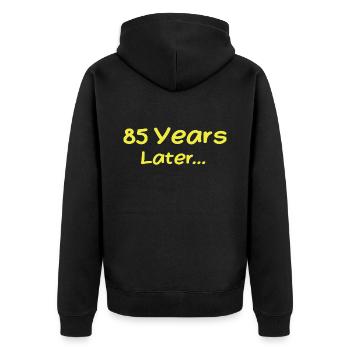 85 Jahre später Lustige Geburtstagsgeschenke, 85. Geburtstag - Unisex Premium Bio Zip Hoodie - Schwarz - Hinten - Nico (187cm)