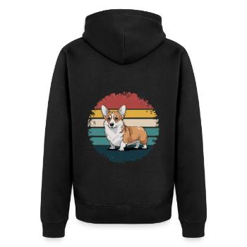 Rétro Corgi Vintage Dog Lover Cadeaux pour Hommes Femmes - Veste à capuche bio Premium Unisexe - noir - Dos - Nico (187cm)