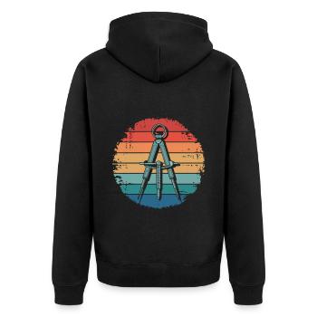 Vintage Architect Compass Architecture Gifts - Unisex Premium Bio Zip Hoodie - Schwarz - Hinten - Nico (187cm)