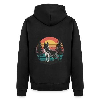 Retro German Shepherd Vintage Dog Lover Gifts Men - Unisex Premium Bio Zip Hoodie - Schwarz - Hinten - Nico (187cm)