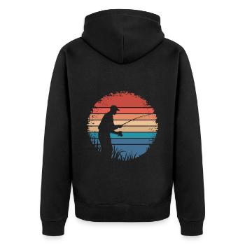 Rétro Vintage Pêche En Plein Air Pêche Amoureux Cadeaux - Veste à capuche bio Premium Unisexe - noir - Dos - Nico (187cm)