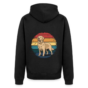 Retro Vintage Golden Retriever Dog Lover Gifts - Unisex Premium Bio Zip Hoodie - Schwarz - Hinten - Nico (187cm)