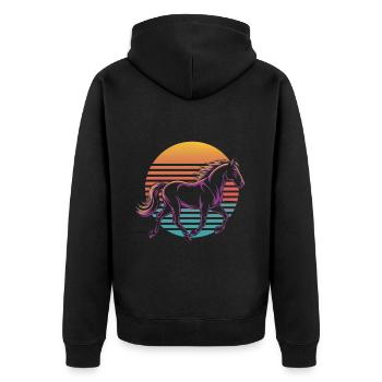 Retro Vintage Horse Animal Lover Horse Gifts - Unisex Premium Bio Zip Hoodie - Schwarz - Hinten - Nico (187cm)