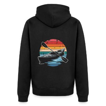 Rétro Vintage Kayak Aventure Coucher de soleil Paddle - Veste à capuche bio Premium Unisexe - noir - Dos - Nico (187cm)