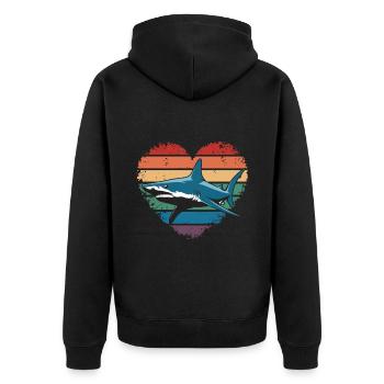 Rétro Vintage Hammerhead Shark Ocean Divers Cadeaux - Veste à capuche bio Premium Unisexe - noir - Dos - Nico (187cm)