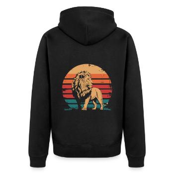 Rétro Vintage Lion Faune Animal Lover Lion Cadeau - Veste à capuche bio Premium Unisexe - noir - Dos - Nico (187cm)