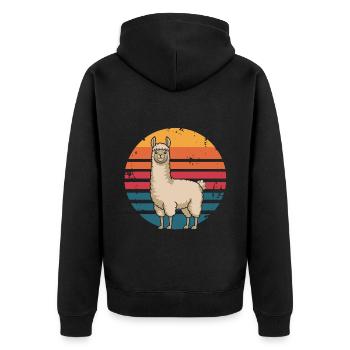 Rétro Vintage Lama Amoureux des animaux Lama Cadeaux - Veste à capuche bio Premium Unisexe - noir - Dos - Nico (187cm)