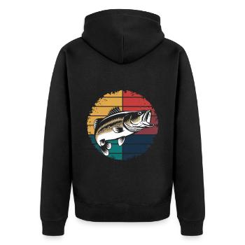 Retro Bass Fish Largemouth Bass Fishing Fisherman - Unisex Premium Bio Zip Hoodie - Schwarz - Hinten - Nico (187cm)