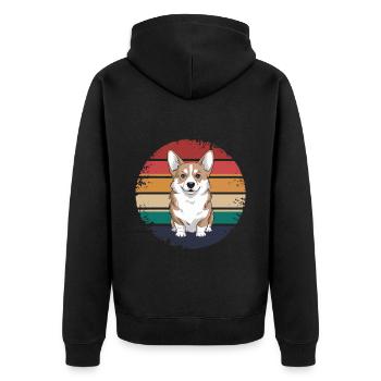 Retro Vintage Pembroke Welsh Corgi Lover Dog Gifts - Unisex Premium Bio Zip Hoodie - Schwarz - Hinten - Nico (187cm)