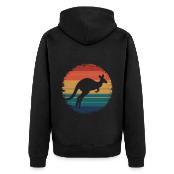 Rétro Vintage Kangourou Amoureux des animaux Faune - Veste à capuche bio Premium Unisexe - noir - Dos - Nico (187cm)