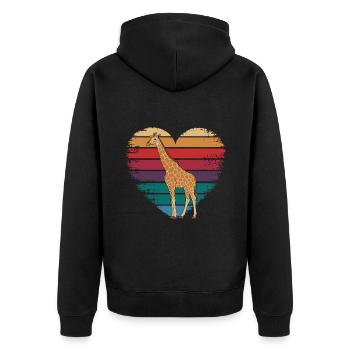 Rétro Vintage Girafe Animal Faune Nature Cadeaux - Veste à capuche bio Premium Unisexe - noir - Dos - Nico (187cm)