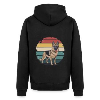 Retro German Shepherd Vintage Dog Lover Gifts Men - Unisex Premium Bio Zip Hoodie - Schwarz - Hinten - Nico (187cm)
