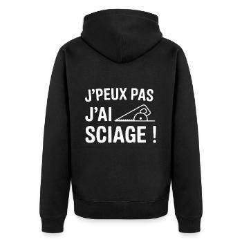 Ich kann nicht, ich habe gesehen! - Unisex Premium Bio Zip Hoodie - Schwarz - Hinten - Nico (187cm)