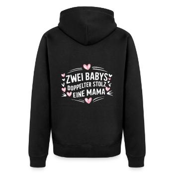 Twin Mom Zwillingsmutter Mama von Zwillingen - Unisex Premium Bio Zip Hoodie - Schwarz - Hinten - Nico (187cm)