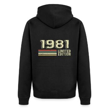 Jahrgang 1981 Geburtstag 1981 Jahrgang 1981 - Unisex Premium Bio Zip Hoodie - Schwarz - Hinten - Nico (187cm)