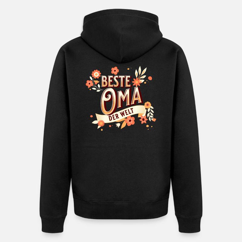 Beste Oma der Welt - Unisex Premium Bio Zip Hoodie - Schwarz
