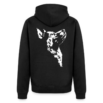 Alaskan Malamute Silhouette Dogs Dog Wilsigns - Unisex Premium Organic Zip Hoodie - black - Back - Nico (187cm)