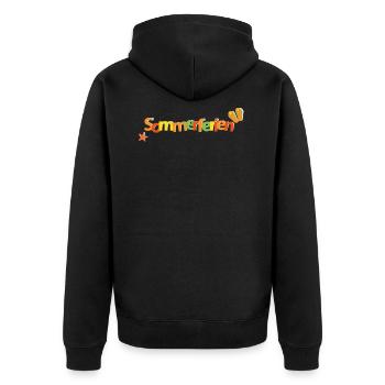 Sommerferien - Unisex Premium Bio Zip Hoodie - Schwarz - Hinten - Nico (187cm)