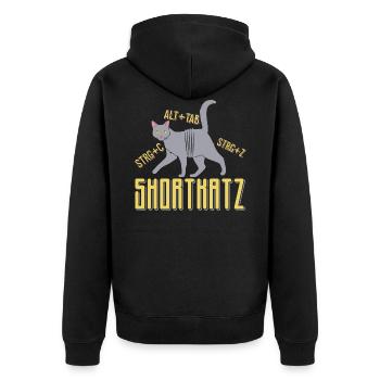 Short Katz - Unisex Premium Organic Zip Hoodie - black - Back - Nico (187cm)