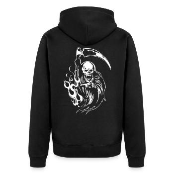 Sensenmann - Unisex Premium Bio Zip Hoodie - Schwarz - Hinten - Nico (187cm)