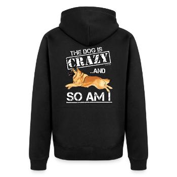 Belgian Shepherd Crazy3 - Unisex Premium Organic Zip Hoodie - black - Back - Nico (187cm)